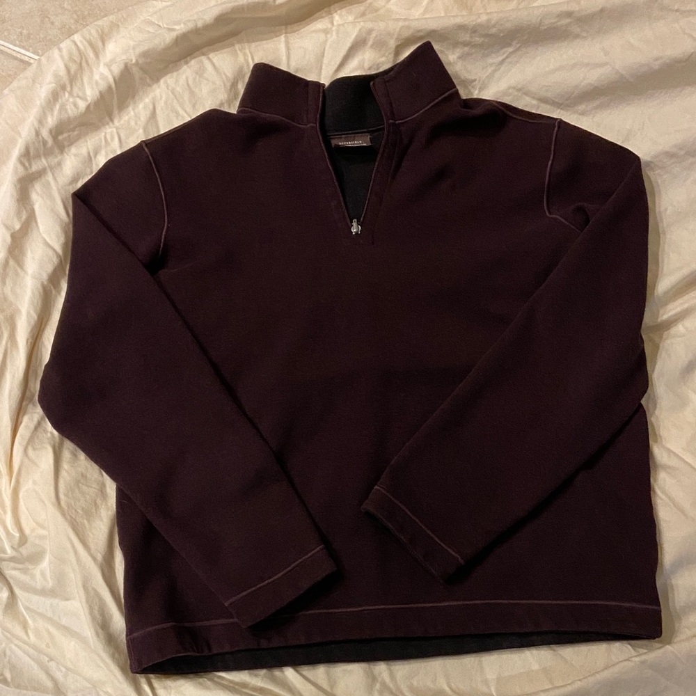 Johnston & Murphy Men's Quarter-Zip Sweater Jacket - Plum EUC